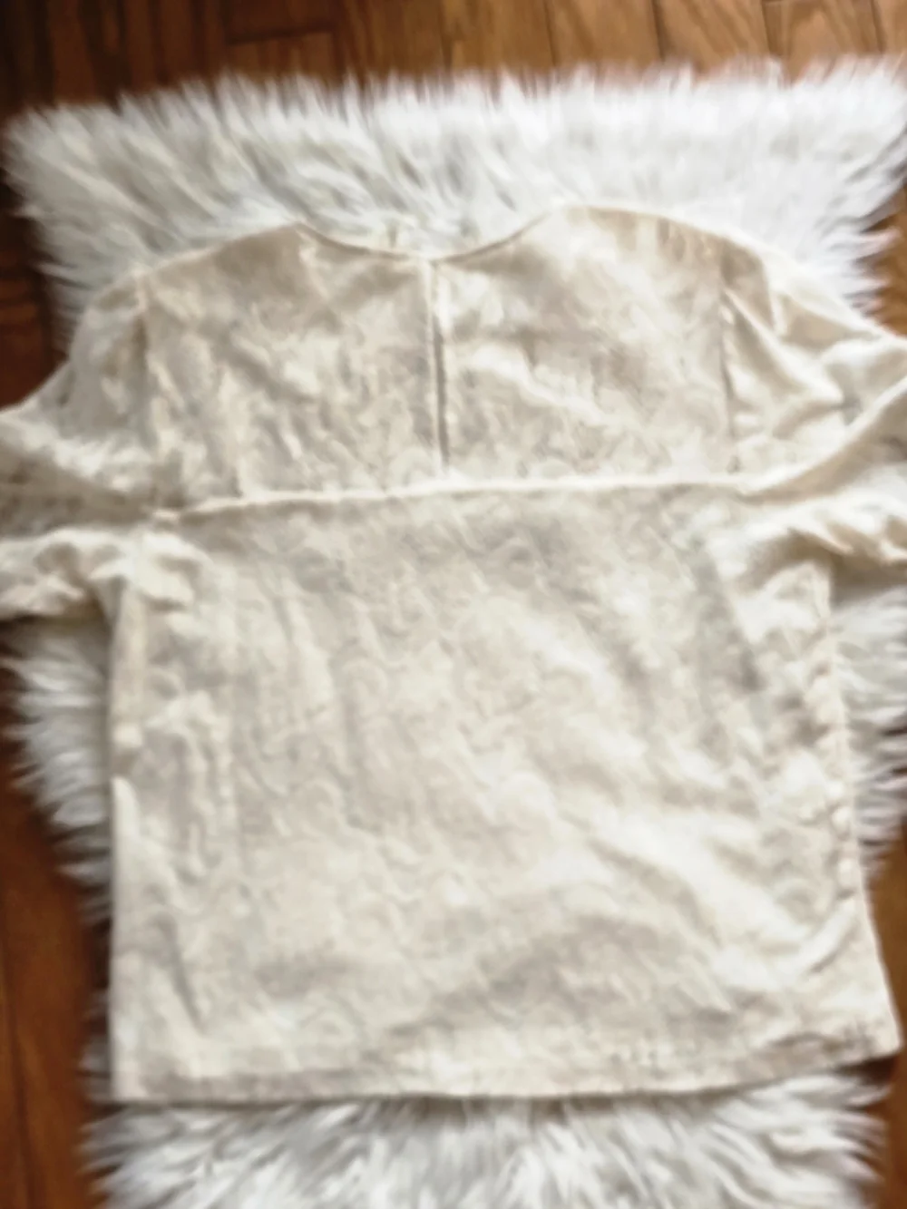Anthropologie Cream Lace Puff Sleeve Top